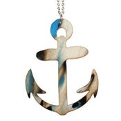 Image of Ltd. Edition Anchor made from a recycled CLEAR/BLUE/BLACK/WHITE SPLATTER vinyl record.