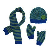 Image of 'Lime' Apricot Hat Scarf and Mittens 100% handknitted merino