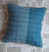 Image of Wool Plaid Cushion - blues