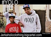 Image of GREY #YOLO HOODIE WITH BLACK PRINT 