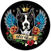 Image of Pit Bull Tattoo Style Magnet - Black 