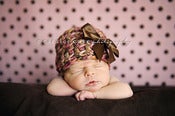 Image of Beautiful Bow Beanie - Rich and Textured - Chocolate Satin Bow