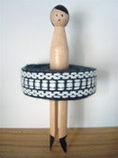 Image of Vintage Braid Peg Doll - dark grey