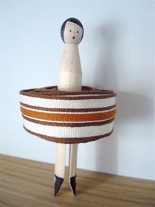 Image of Vintage Braid Peg Doll -  brown stripe