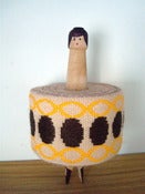 Image of Vintage Braid Peg Doll - Yellow/Brown Circles