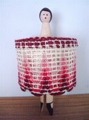 Image of Vintage Braid Peg Doll - dark red