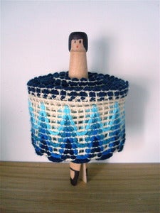 Image of Vintage Braid Peg Doll -  blue