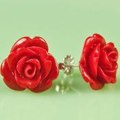 Image of Vintage Post Earrings-Red Rose (Multiple colors)