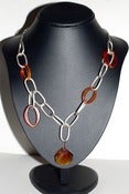 Image of Orange & Silver Chain Necklace and Bracelet Set