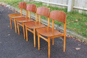 Image of Rare set of four vintage Borge Mogensen teak & beech model 122 dining chairs for Soberg Mobelfabrik