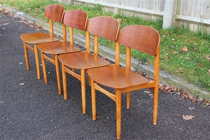 Image of Rare set of four vintage Borge Mogensen teak & beech model 122 dining chairs for Soberg Mobelfabrik