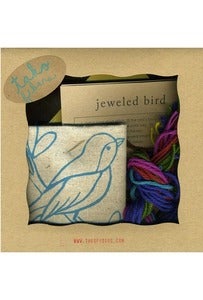 Image of Jeweled Bird Crewel Embroidery Kit