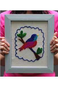 Image of DIY Crewel Embroidery Kit - Jeweled Bird