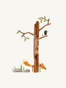 Image of Fox, Tree, Bird.