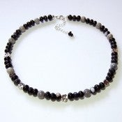 Image of Womens Handmade Beaded Necklace - Black Agate and Picasso Jasper Gemstones