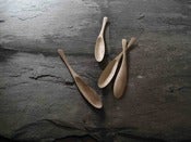 Image of HAND CARVED WOOD OVAL SPOON