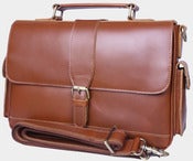 Image of Handmade Genuine Leather Briefcase Laptop Messenger Bag - in Brown Smooth Cowhide (n46)