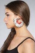 Image of "USVI" Red Feather Earrings