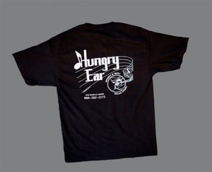 Image of Black short sleeve T-Shirt with original Hungry Ear Logo!