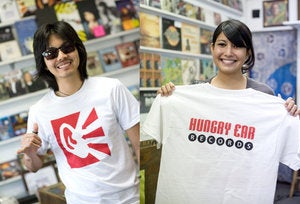 Image of White short sleeve T-shirt with Red Ear logo