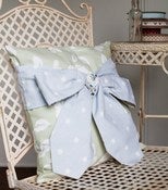 Image of Pastel Blue Polka Dot Bow Cushion