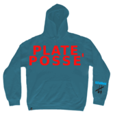 Image of Plate Posse' Hoodie: Indigo/ Red
