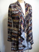 Image of printed draped collar cardigan