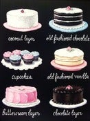 Image of vintage bakery inspired cake cupcakes menu board matted print Large