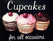 Image of vintage bakery inspired cupcakes menu board matted print M