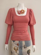 Image of Antoinette Top, Red/Beige Stripe