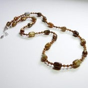 Image of Womens Handmade Beaded Necklace - Agate and Tiger-eye