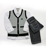 Image of L/S Button Up and Sweater Vest 3pc Toddler Set