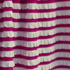 Image of NEW - Raspberry & Cream Striped Ruffle Fabric