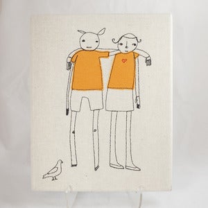 Image of Shelly Klein of k studio Embroidered Friends Wall Hanging