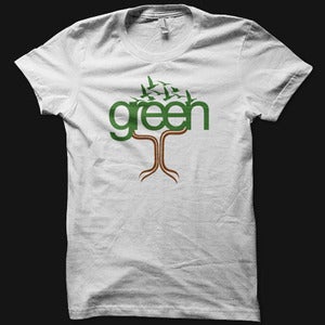 Image of Womens Green Tee - White