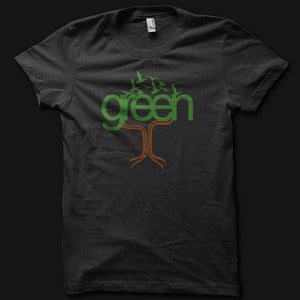 Image of Womens Green Tee - Black