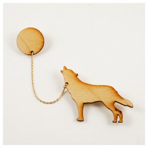 Image of Wolf & Moon Brooch