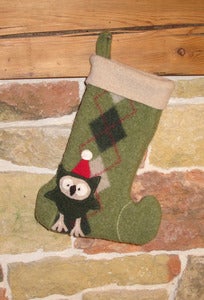 Image of Holiday Owl on Green Argyle