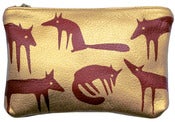 Image of Leather Gold Foxes Purse Medium