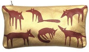 Image of Brown & Gold Foxes Purse Large