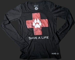 Save-A-Life Women's Burnout LS Tee - Black