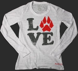 LOVE Women's Burnout LS Tee - White