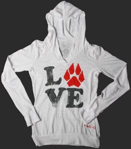 LOVE Women's Burnout Tee Hoodie - White