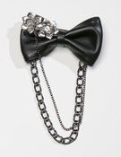 Image of Christopher Chaun "Finale II" Flower & Chain Leather Bow Tie 