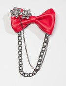 Image of Christopher Chaun "Finale II Rouge" Flower & Chain Leather Bow Tie 