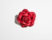 Image of "Florena Rouge" Leather Rose Brooch