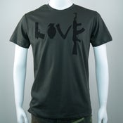 Image of LOVE SPELLED WITH WEAPONS T-SHIRT