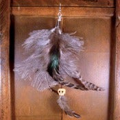 Image of Single Feather Earring w/Skull