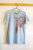 Image of BMX T-Shirt- Red on Pale Blue