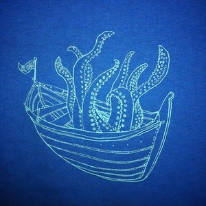 Octoboat on size 5/6 kids tee $18